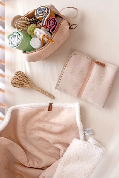 Anne Bebek Bakım Örtüsü Yenidoğan Alt Açma Değiştirme Solid Bej Organizer Pedi Minderi Çift Taraflı - Resim 6