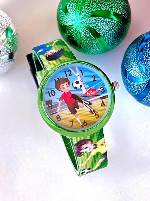 Kids.3.677 Lee Cooper Sembollü Kanvas Kordon Figür İşlemeli Unisex Çocuk Kol Saati - 2