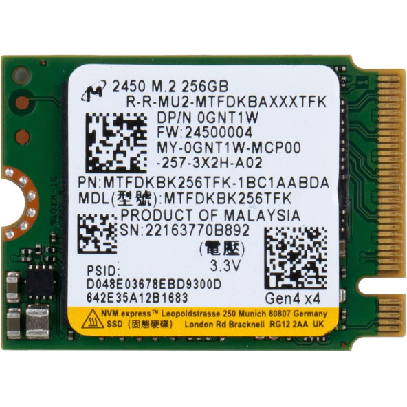 MICRON MTFDKBK256TFK 256GB 2230 M.2 NVME SSD