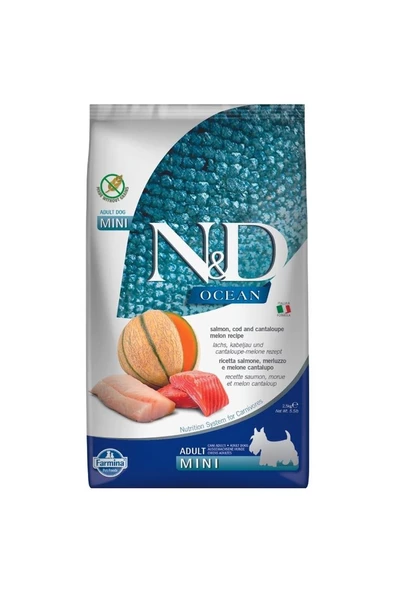 N&D Ocean Tahılsız Somon, Morina Balığı & Kavun Küçük Irk Yetişkin Köpek Maması 2,5 Kg - 1