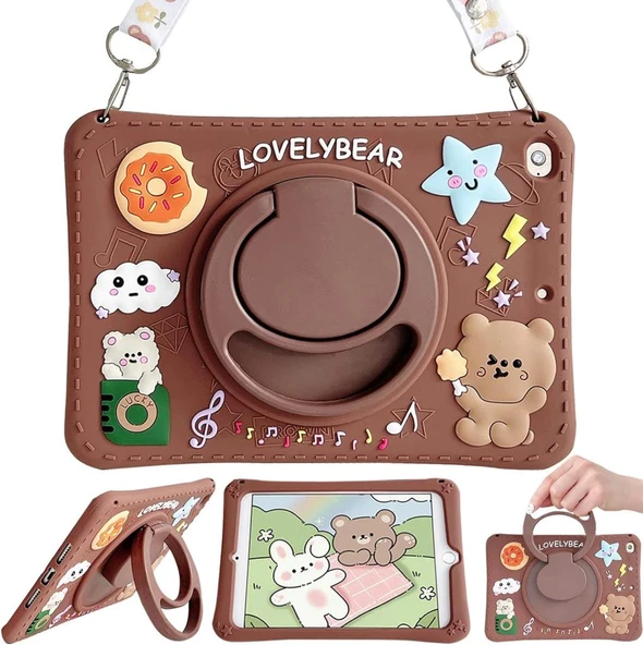 Apple iPad 8. Nesil 10.2" Kılıf Cute Dolls Standlı Eğlenceli 3D Karekterli Çocuk Kılıfı A2270 A2428 A2429 A2430 - 7