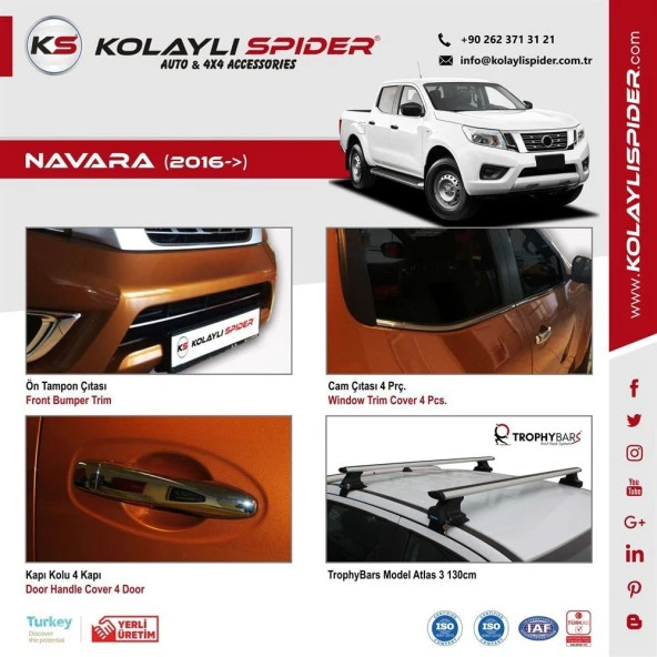 Nissan Navara Kapı için Kolu 4 Kapı Krom 2016 Ve Sonrası - 3