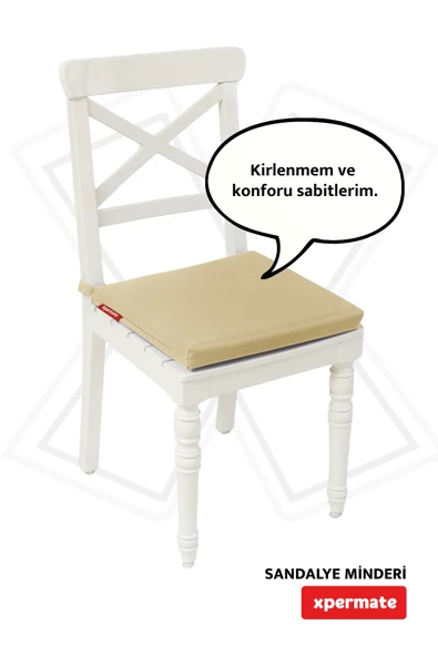 XPERMATE Sandalye Minderi Su İtici, UV-Güneş Dayanımı 40x40x4 Cm Sünger, Fermuar, Bağcıklı Bej ürün görseli