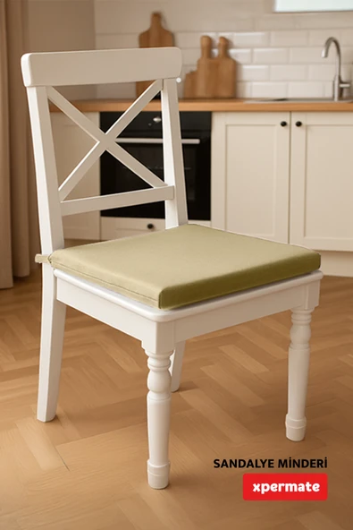 XPERMATE Sandalye Minderi Su İtici, UV-Güneş Dayanımı 40x40x4 Cm Sünger, Fermuar, Bağcıklı Bej - Resim 5