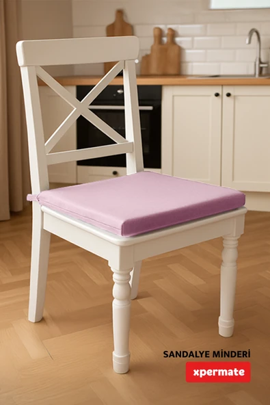 XPERMATE Sandalye Minderi Su İtici, UV-Güneş Dayanımı 40x40x4 Cm Sünger, Fermuar, Bağcıklı Pembe - Resim 5