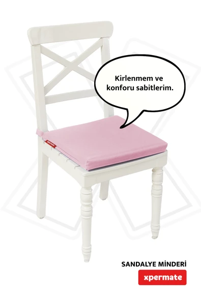 XPERMATE Sandalye Minderi Su İtici, UV-Güneş Dayanımı 40x40x4 Cm Sünger, Fermuar, Bağcıklı Pembe ürün görseli