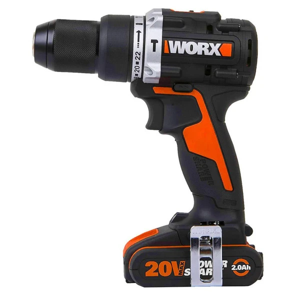 WORX WX352 20Volt/2.0Ah Li-ion Çift Akülü Kömürsüz Profesyonel Şarjlı Darbeli Matkap - Resim 7