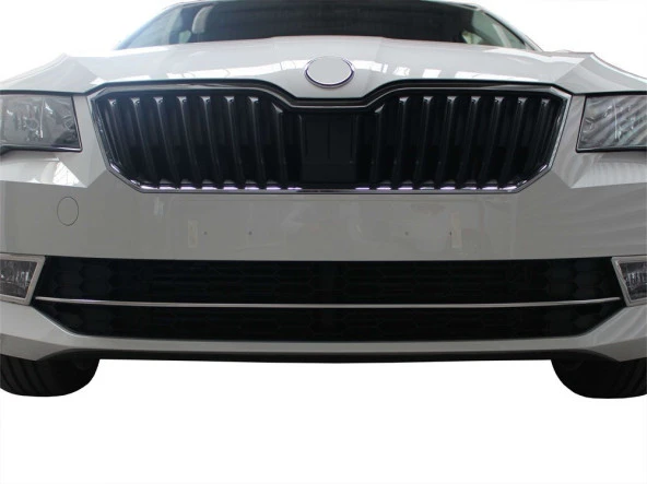 Skoda Super B8 için Ön Tampon Çıtası Krom 2015 Ve Sonrası - 2