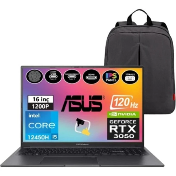 Asus Vivobook 16X K3605ZC-N1013W I5-12450H 16GB 1tb SSD RTX3050 16 Fullhd W11H Bilgisayar Snertech Ç.Hediye ürün görseli