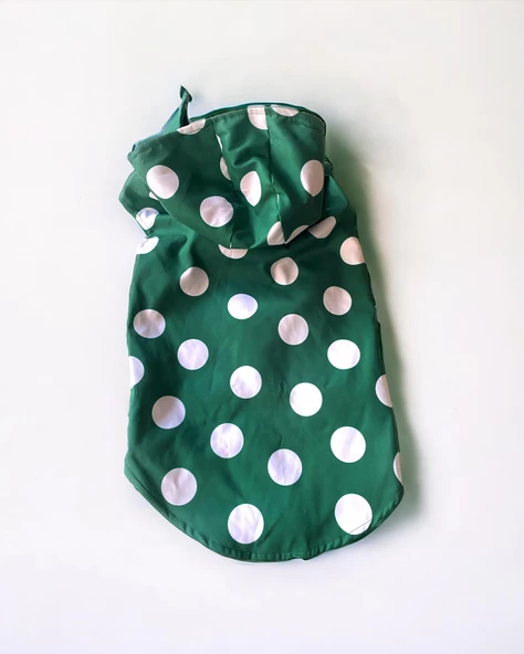 Mega Dots Green Köpek Kapşonlu Yağmurluk Orta ve Büyük Irklar İçin - 7