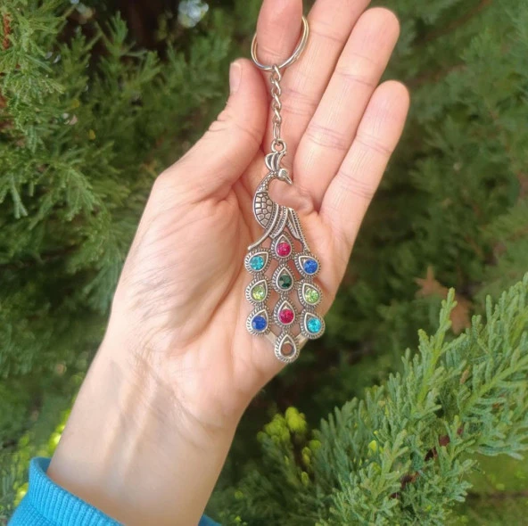 Anahtarlık Tavus Kuşu Yüzük Kötü Göz Kovucu Nazar Boncuklu Araba Çanta Cüzdan Süsü ürün görseli