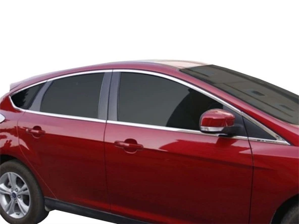 Ford Focus 3 için Hatchback Cam Üst Çıtası 16 Parça. Krom 2011-2014