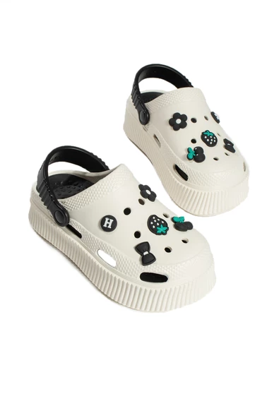Pembe Potin Yüksek Taban Jibbitzli Eva Comfort Kadın Sandalet DNZ224-24BejSiyah - 4