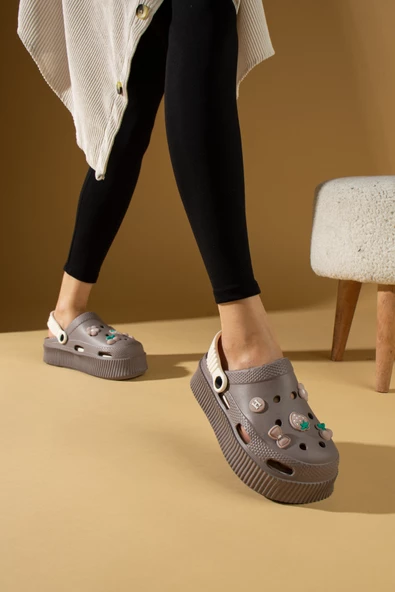 Pembe Potin Yüksek Taban Jibbitzli Eva Comfort Kadın Sandalet DNZ224-24 - 9