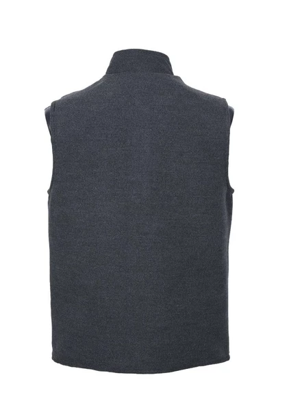 Kaşe Kumaş Fermuarlı Erkek Yelek Gri Renk - 8