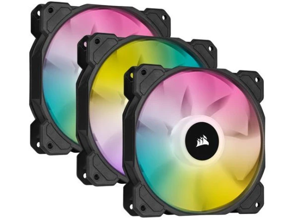CORSAIR FAN-CO-9050109-WW iCUE SP120 RGB ELITE Performance 120mm PWM Fan - Triple Pack with Lighting Node CORE
