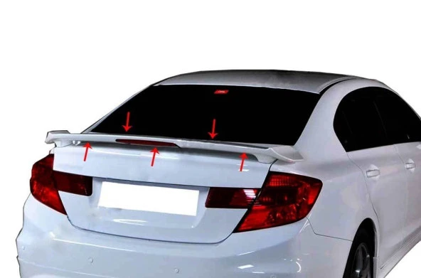 Honda Civic 9 için Spoiler Bagaj Yüksek (Işıklı) Fiber 2012-2015