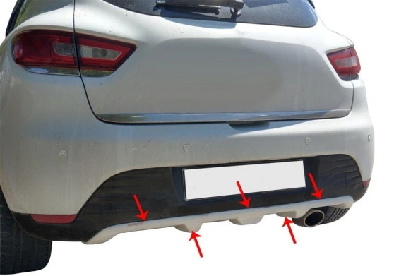 Renault Clio 4 için Arka Orta Tampon Difüzör Fiber 2013-2019
