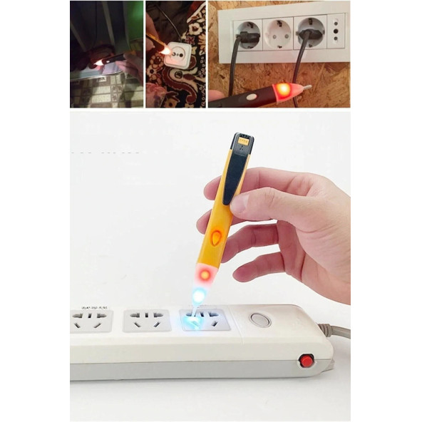 Dedektörlü Temassız Işıklı Kablo Voltaj Test Priz Elektrik Kaçak Dijital Kontrol Kalemi Cihazı