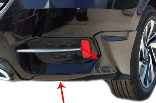 Honda Civic 10 için Arka Tampon Altı 2 Parça Fiber 2016 Ve Sonrası