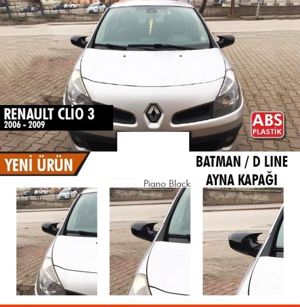 Renault Clio 3 için (2006-2009) Batman Yarasa Ayna Kapağı (Piano Black)