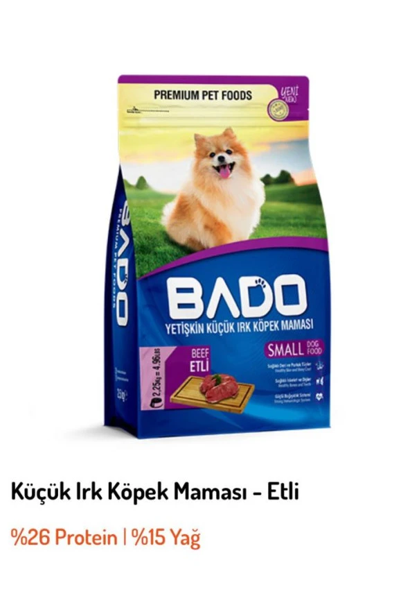 Bado Küçük Irk Sığır Etli Yetişkin Köpek Maması 2.25 KG