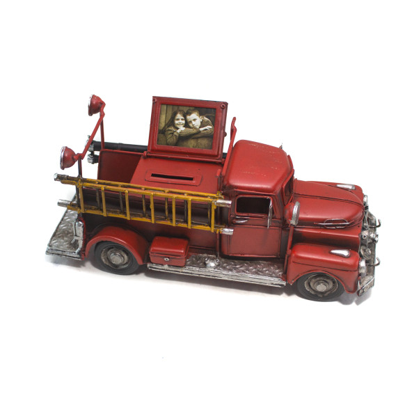 Dekoratif Metal İtfaiye Araba Kumbaralı Fotoğraf Çerçeveli - 3