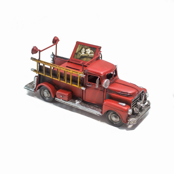 Dekoratif Metal İtfaiye Araba Kumbaralı Fotoğraf Çerçeveli - 4