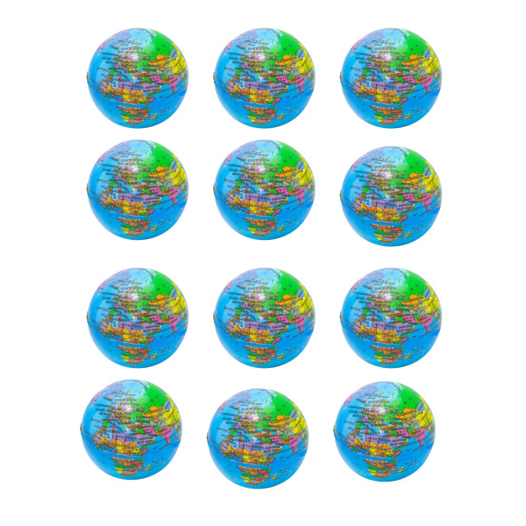 Stres Topu Dünya Haritalı 6 Cm 12 Adet