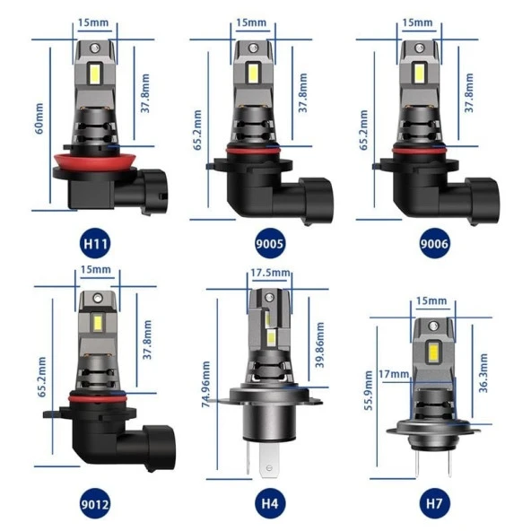 LED Far Ampulü için 80W 11000Lm H9005 12-30V / Laam934 - 2
