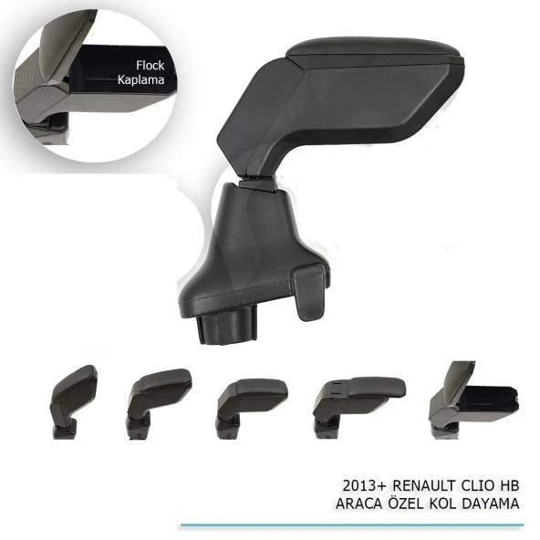 Renault Clıo Hatchback için Araca Özel Kol Dayama Siyah 2013+