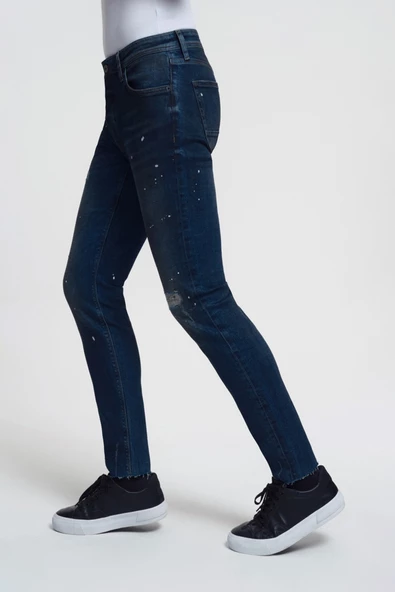 Loft 2033755 Mavi Erkek Ricardo Slim Fit Normal Bel Daralan Paça Yırtık Boya Detaylı Kot Pantolon - 2