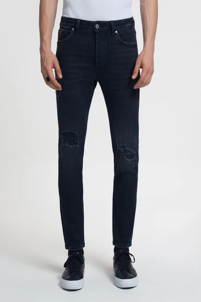 Loft 2034663 Siyah Erkek Justin Skinny Fit Yırtık Detaylı Kot Pantolon - Resim 4