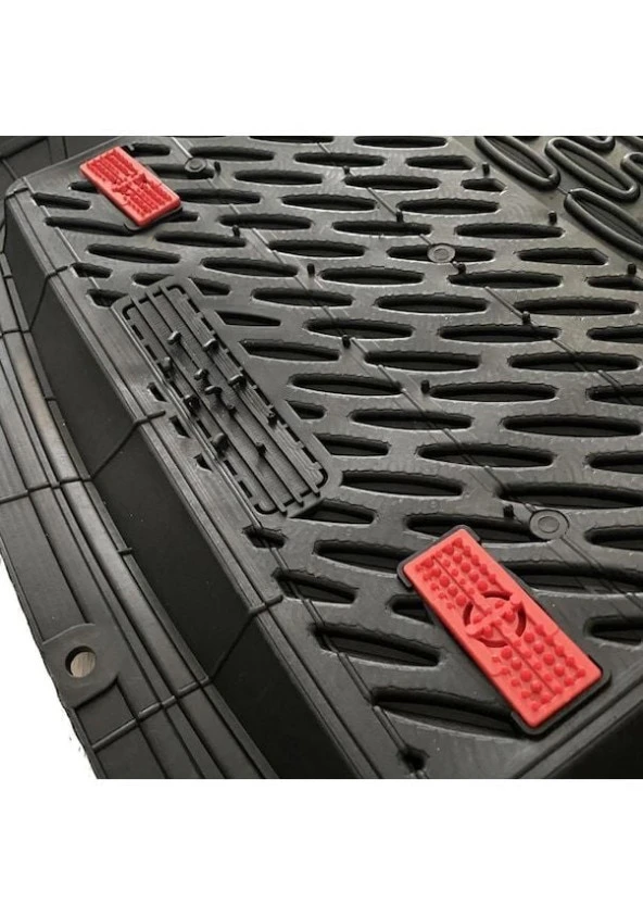 Safir Renault Safrane için Havuzlu Universal Paspas Krom Kırmızı - Resim 3