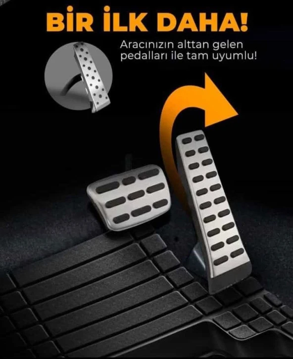 Dacia Lodgy Havuzlu için Universal Paspas Krom Siyah Renk - 3
