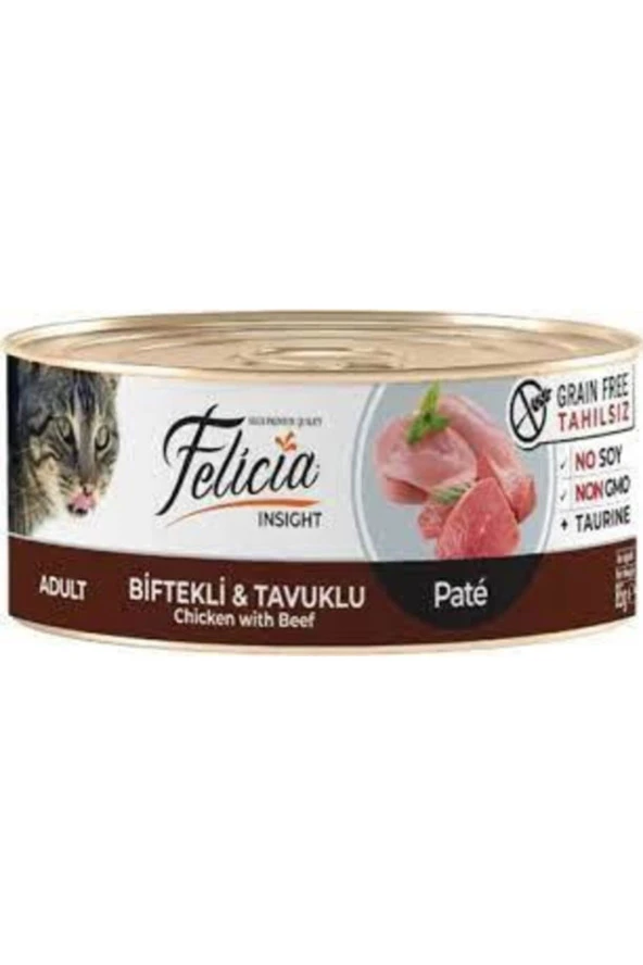 Felicia Kedi Konservesi Biftekli Ve Tavuklu Kıyılmış Tahılsız Kedi Maması 85 Gr x 6 adet