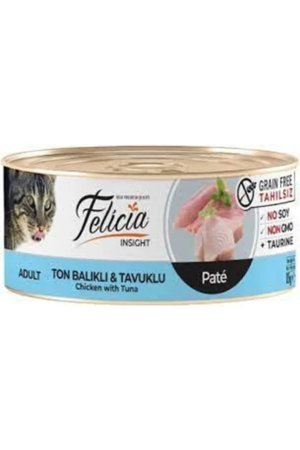 Felicia Kedi Konservesi Ton Balıklı Ve Tavuklu Kıyılmış Konserve Kedi Maması 85 Gr