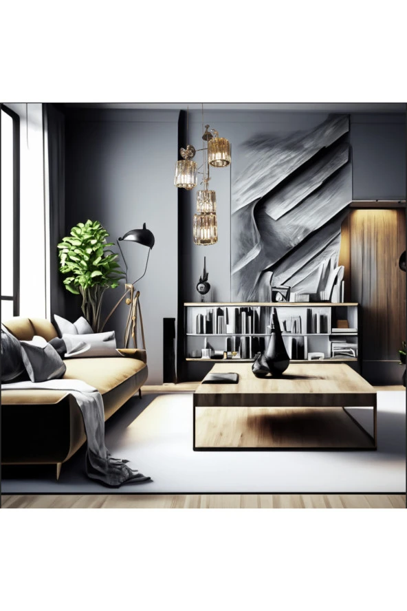 Luxury Premium Gold Dörtlü Sarkıt Lüks Kristal Taşlı Ledli Salon Ve Oda Sarkıt Avizes - 2