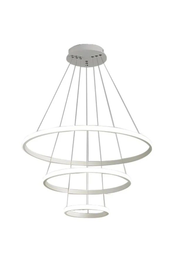 Venüs Krom Modern Sarkıt Daire Yuvarlak Beyaz 3lü Üçlü Günışığı Ledli Avize