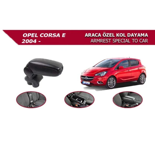 Opel Corsa E için -2014 Araca Özel Kol Dayama Siyah Niken