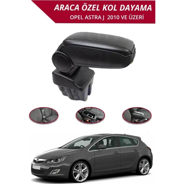 Opel Astra J için -2010 Araca Özel Kol Dayama Siyah Niken