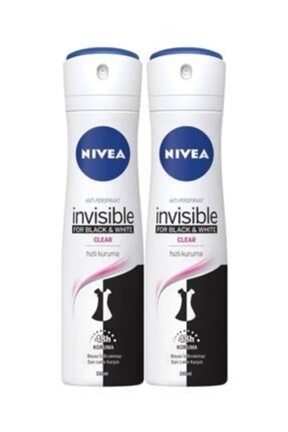 Invısıble Black&whıte Clear Kadın Deodorant 150 ml 2li ürün görseli 1