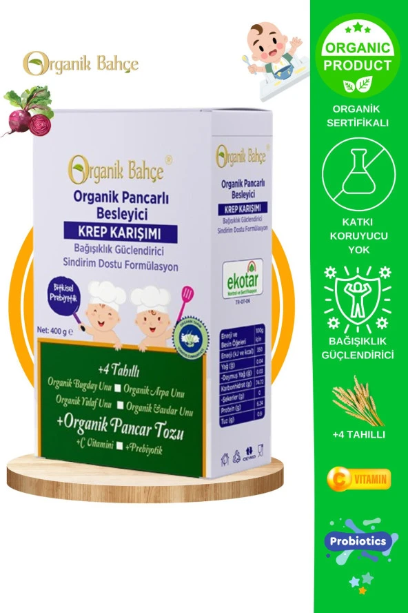 Organik Besleyici Bebek Pancarlı Krep Karışımı 400 G 4 Tahıllı