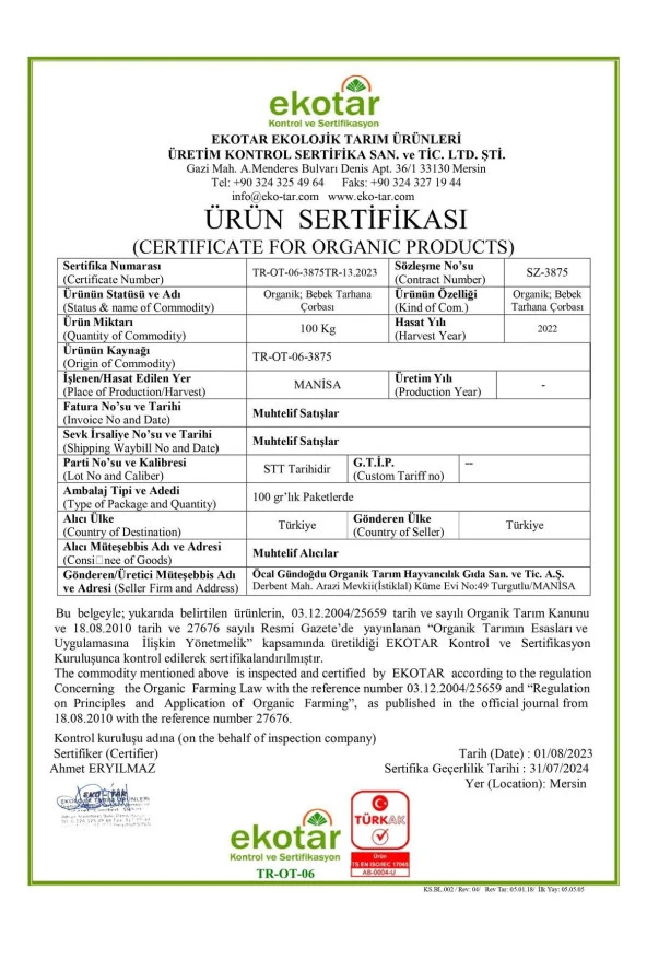 Organik Bebek Tarhana 100 gr - Probiyotik Içerikli - 3