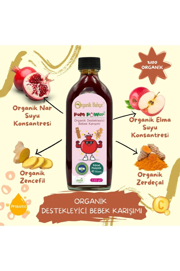 Pompower Organik Destekleyici Bebek Karışımı 220 gr - Bitkisel Probiyotik C Vitamini