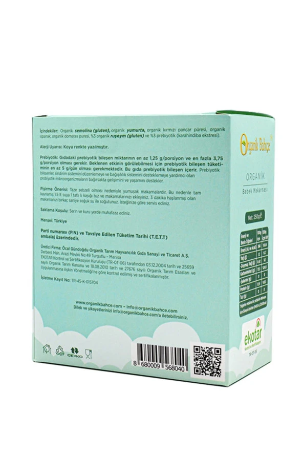 Organik Bebek Makarnası 250 gr 2 Adet - 3