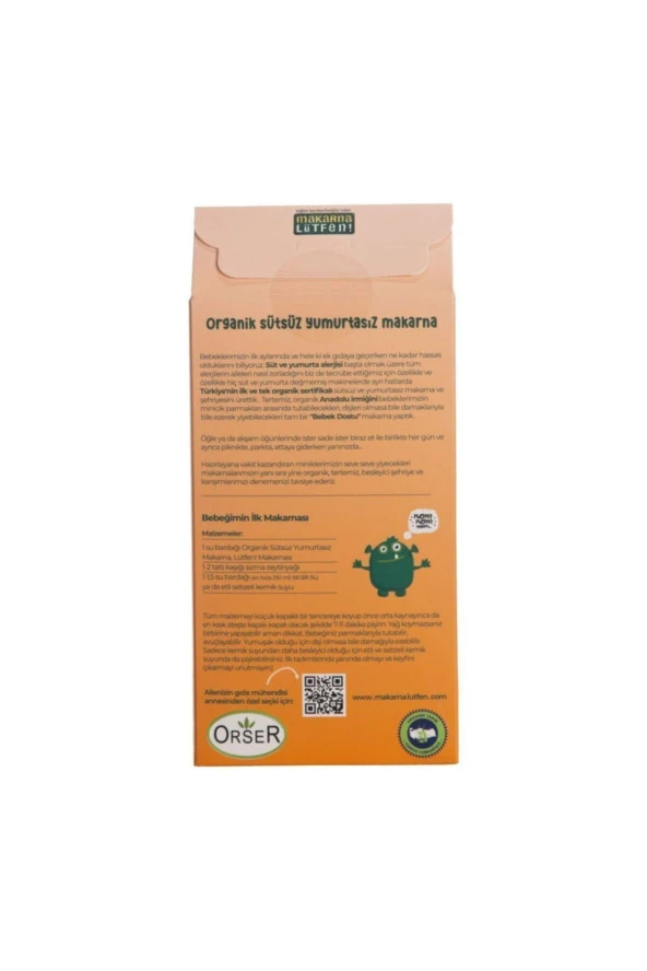 Katkısız Bebek Dostu Organik Sütsüz Ve Yumurtasız Makarna 250 Gr - 3