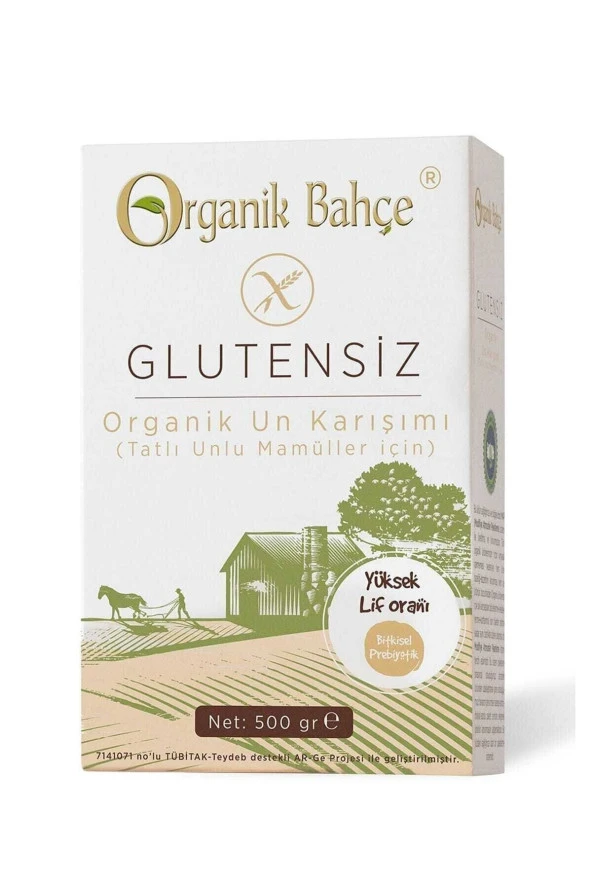 Organik Bahce Organik Glutensiz Tatlı Unlu Mamüller İçin Un Karışımı, 500gr