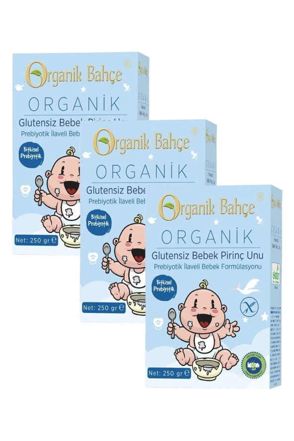 Organik Glutensiz Bebek Pirinç Unu 250 Gr 3'lü