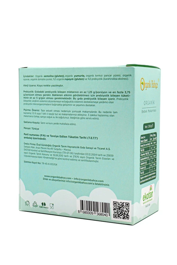 Organik Sebzeli Bebek Makarna 250 G - 3